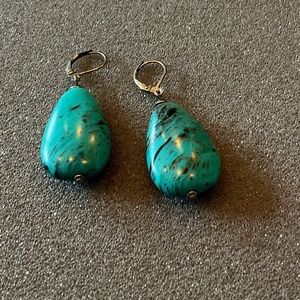 Blue teardrop stone earrings